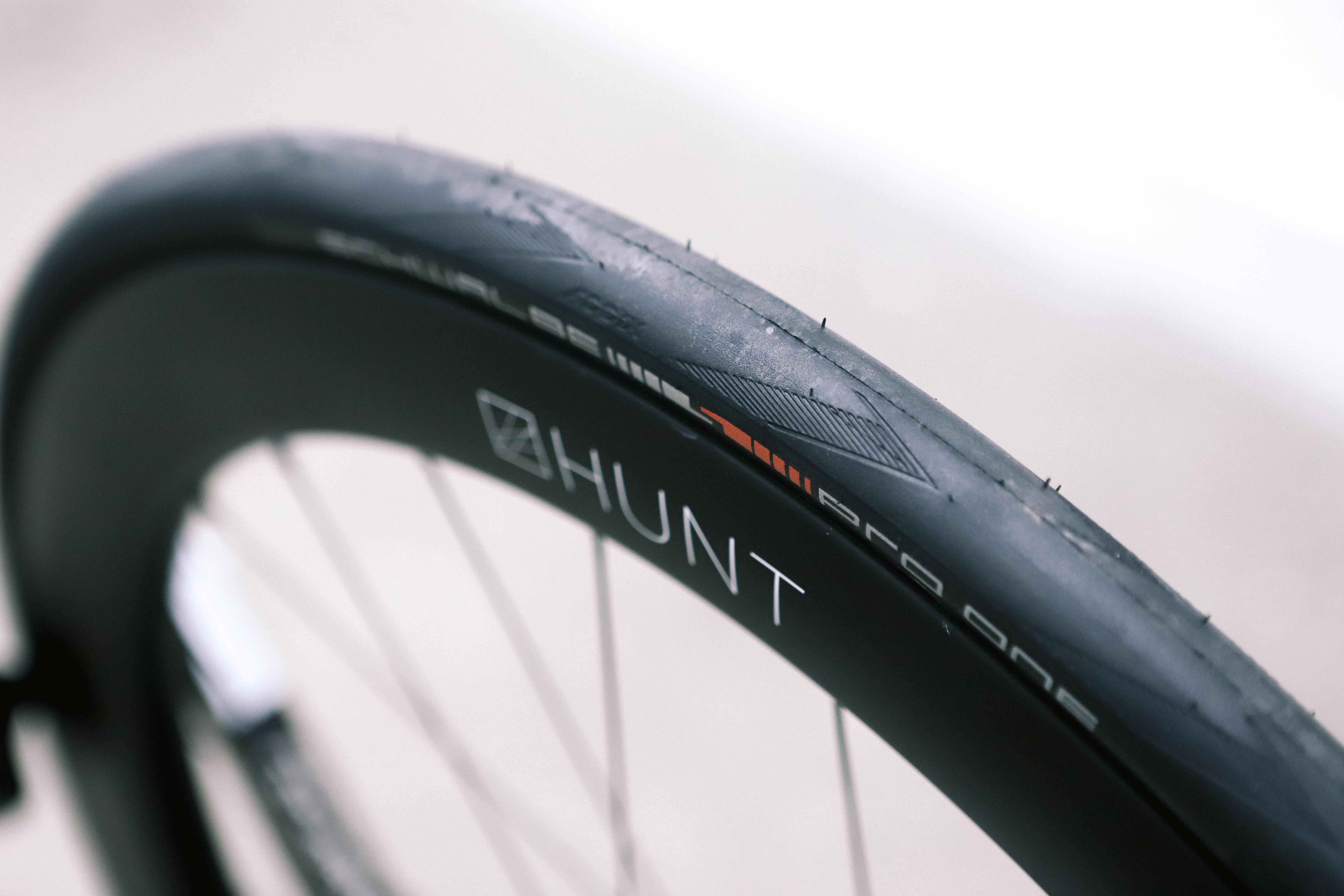 a close up of a black road bike tyre