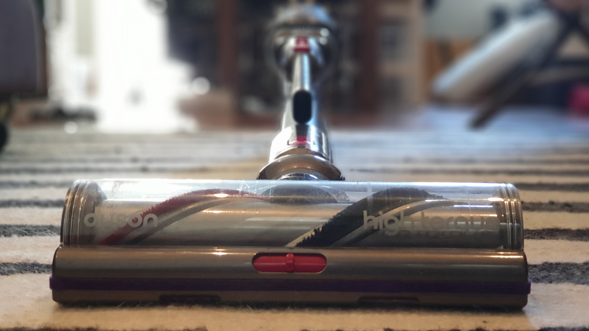 Close up of cleaner head on Dyson V11 vacuum