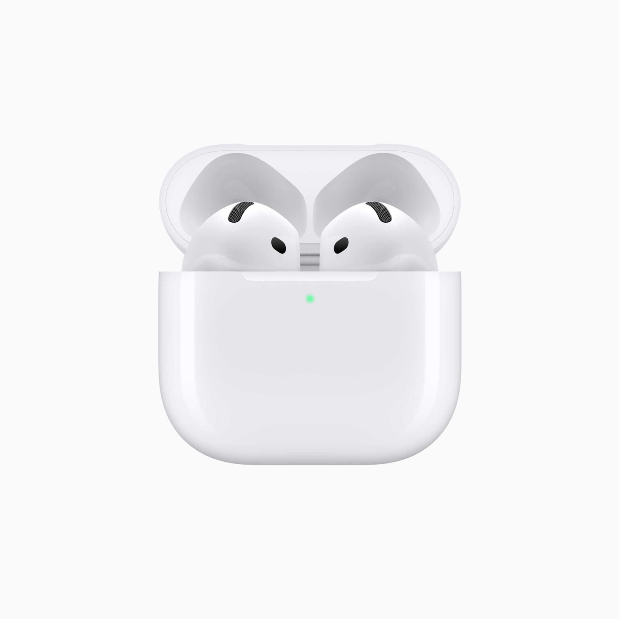 Apple AirPods 4 in their charging case.