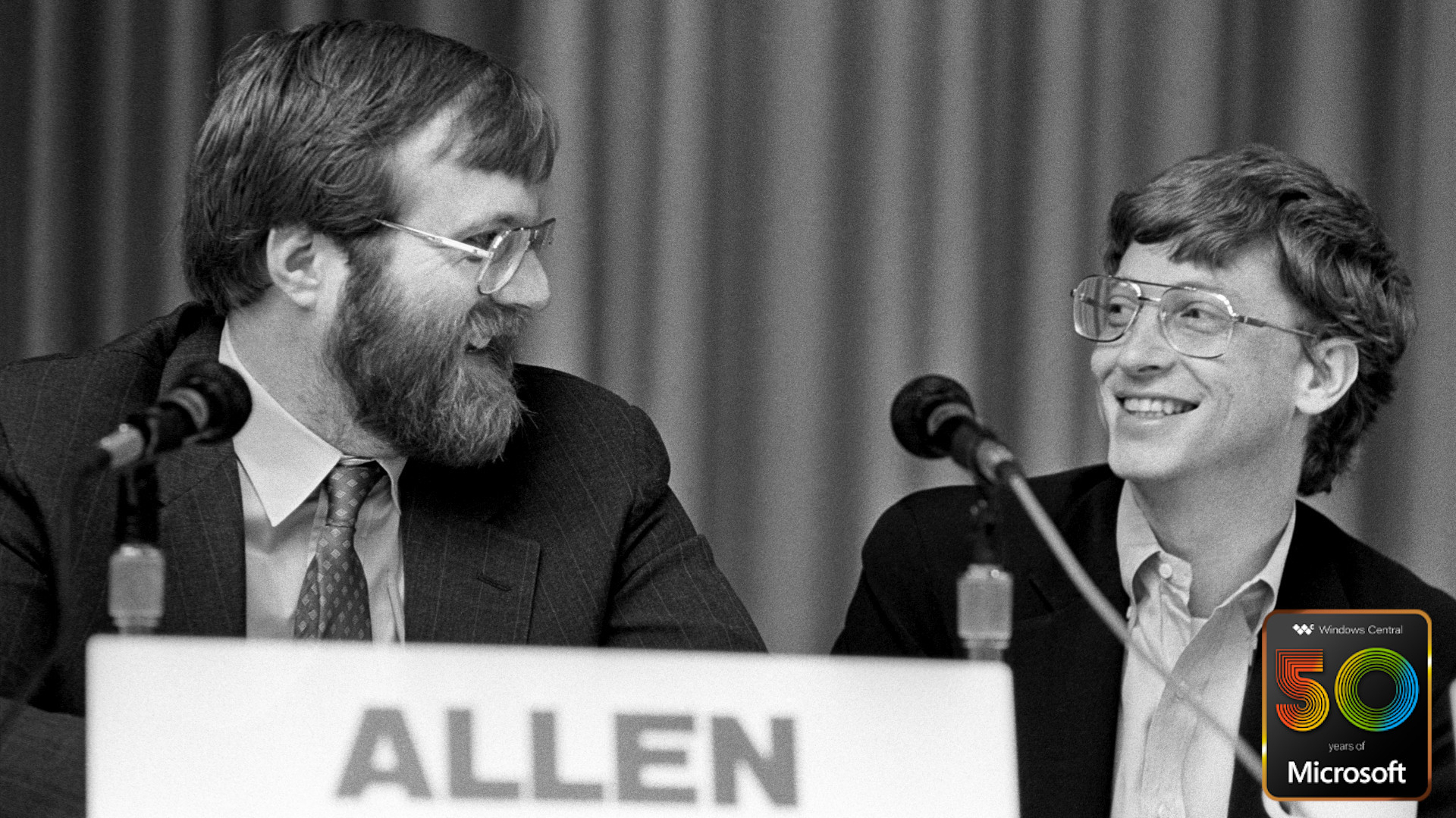 Paul Allen and Bill Gates share a laugh.