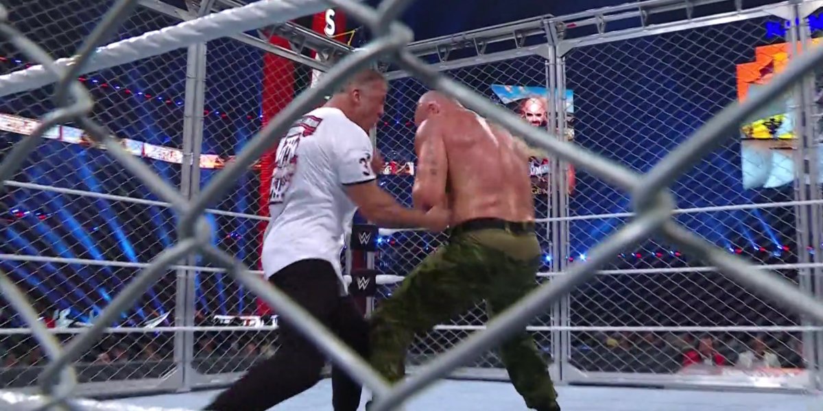 Shane McMahon and Braun Strowman at WrestleMania 37