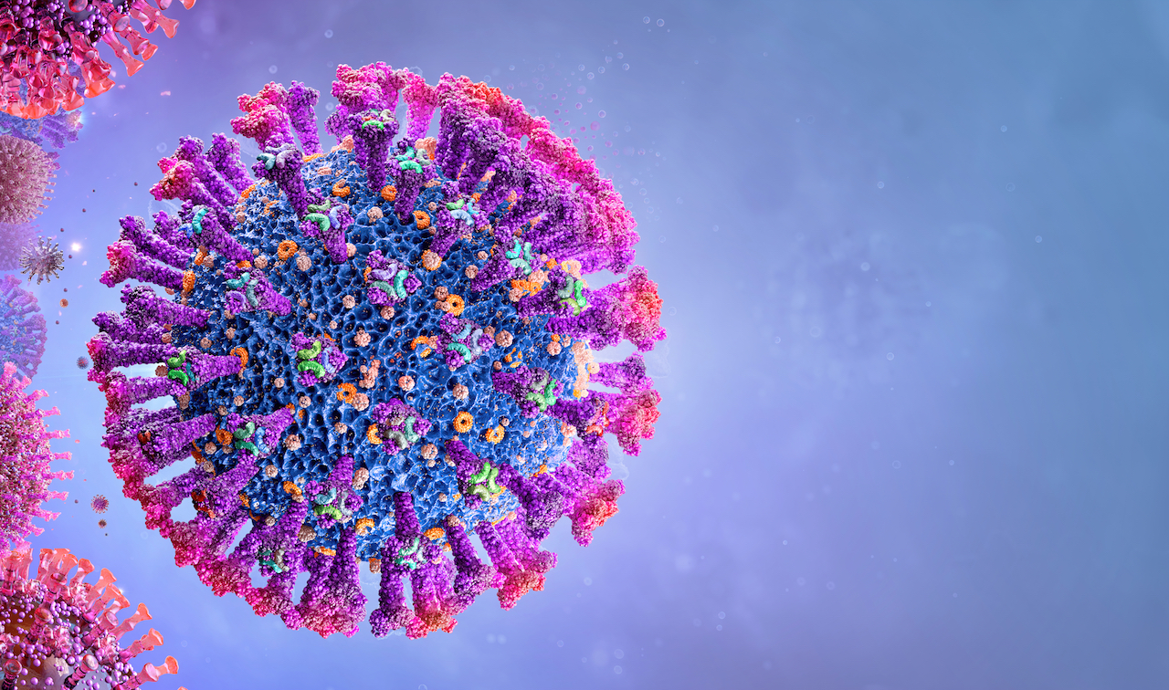 An illustration of a coronavirus.