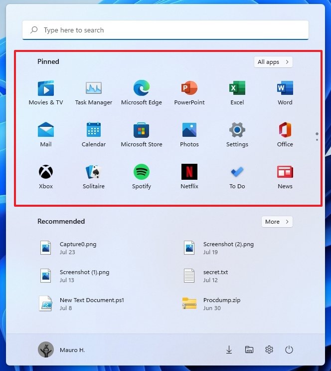 Windows 11 Start menu