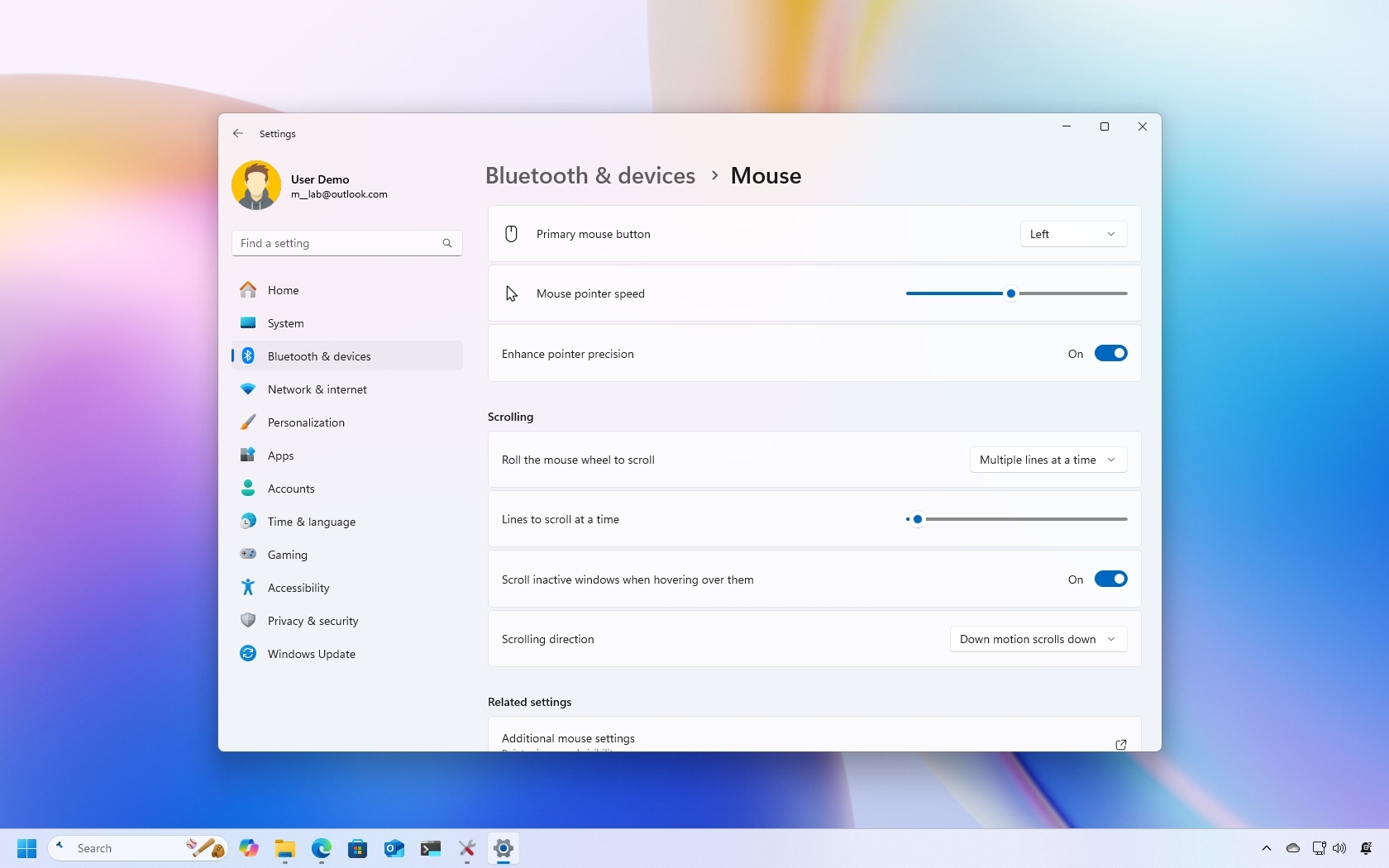 Windows 11 change mouse settings