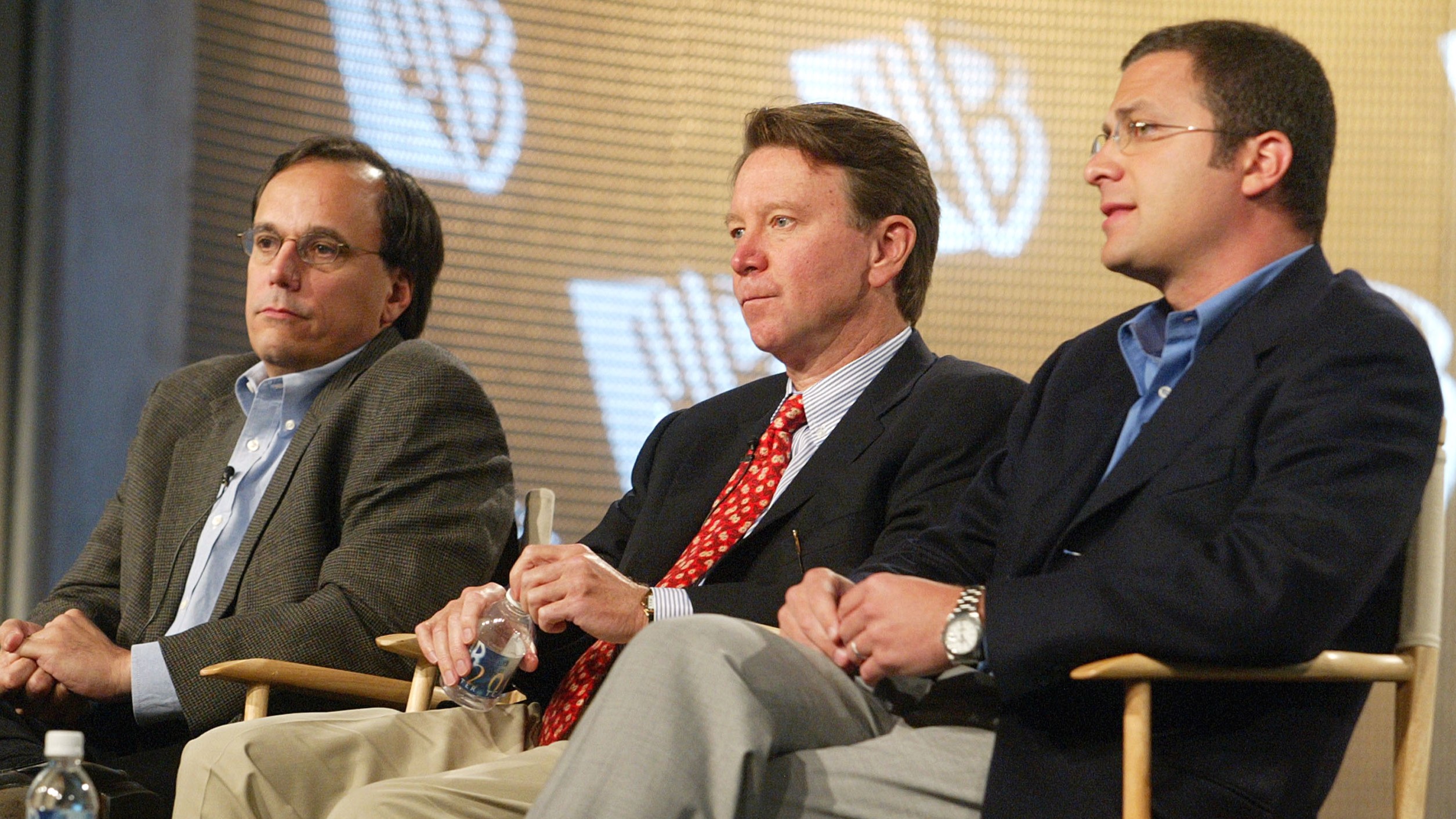 Jed Petrick, President and COO, The WB, Jamie Kellner, Chairman and CEO, Turner Broadcasting System, Inc., and Jordan Levin, President, Entertainment, The WB, at the &quot;The WB 2003 Winter TCA Tour&quot; at the Renaissance Hotel in Los Angeles, Ca. Saturday, Jan. 11, 2003. 