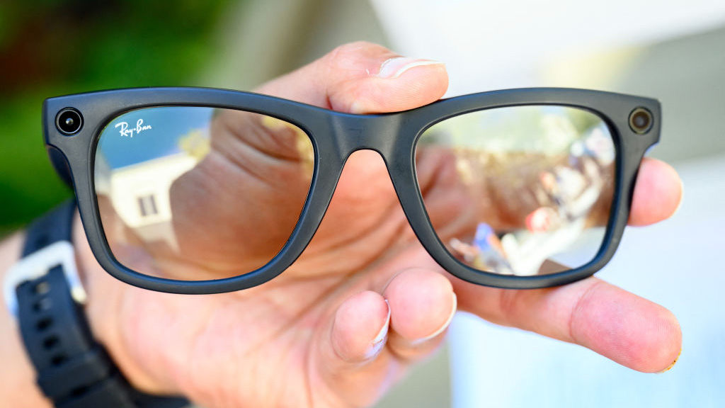 A pair of Ray-Ban Meta 2nd generation smart glasses is seen on display during the Meta Connect Developer Conference at Meta&#039;s headquarters in Menlo Park, California on September 27, 2023.