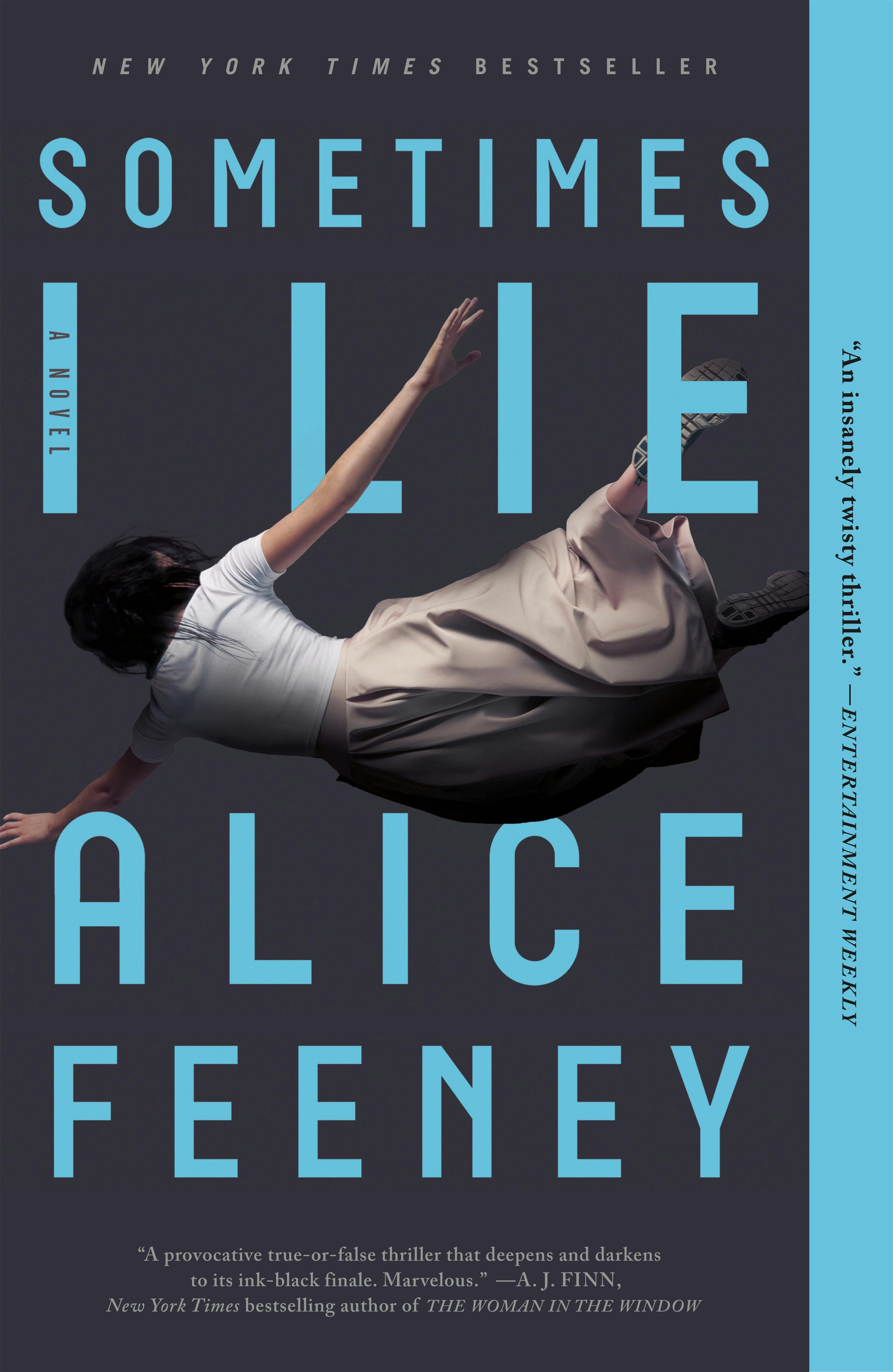 sometimes i lie book cover with a woman falling down