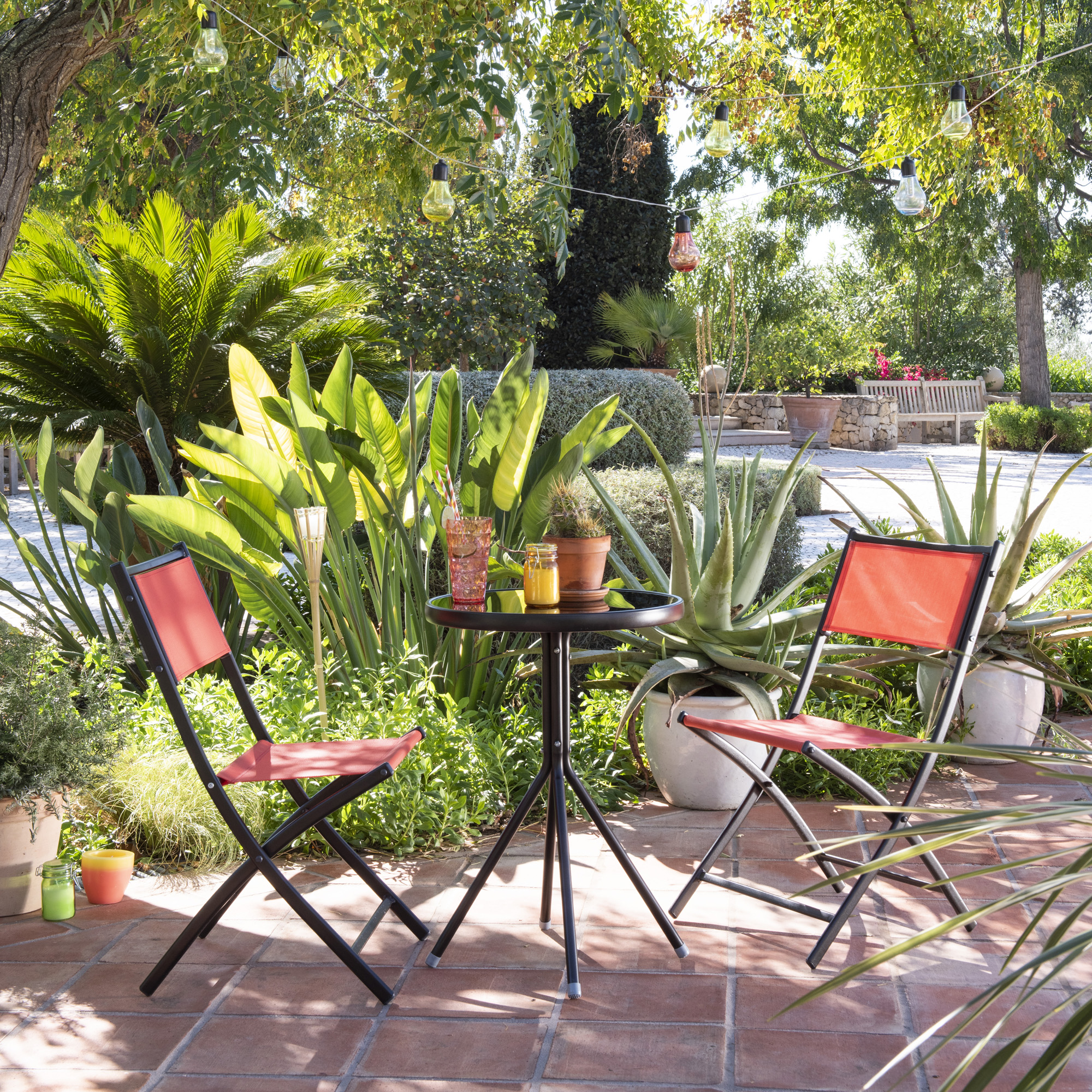 Dunelm Helsinki bistro set on patio