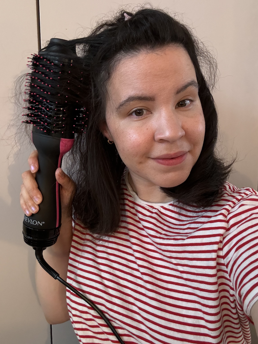 Mica Ricketts using Revlon Salon One-Step Hair Dryer and Volumiser