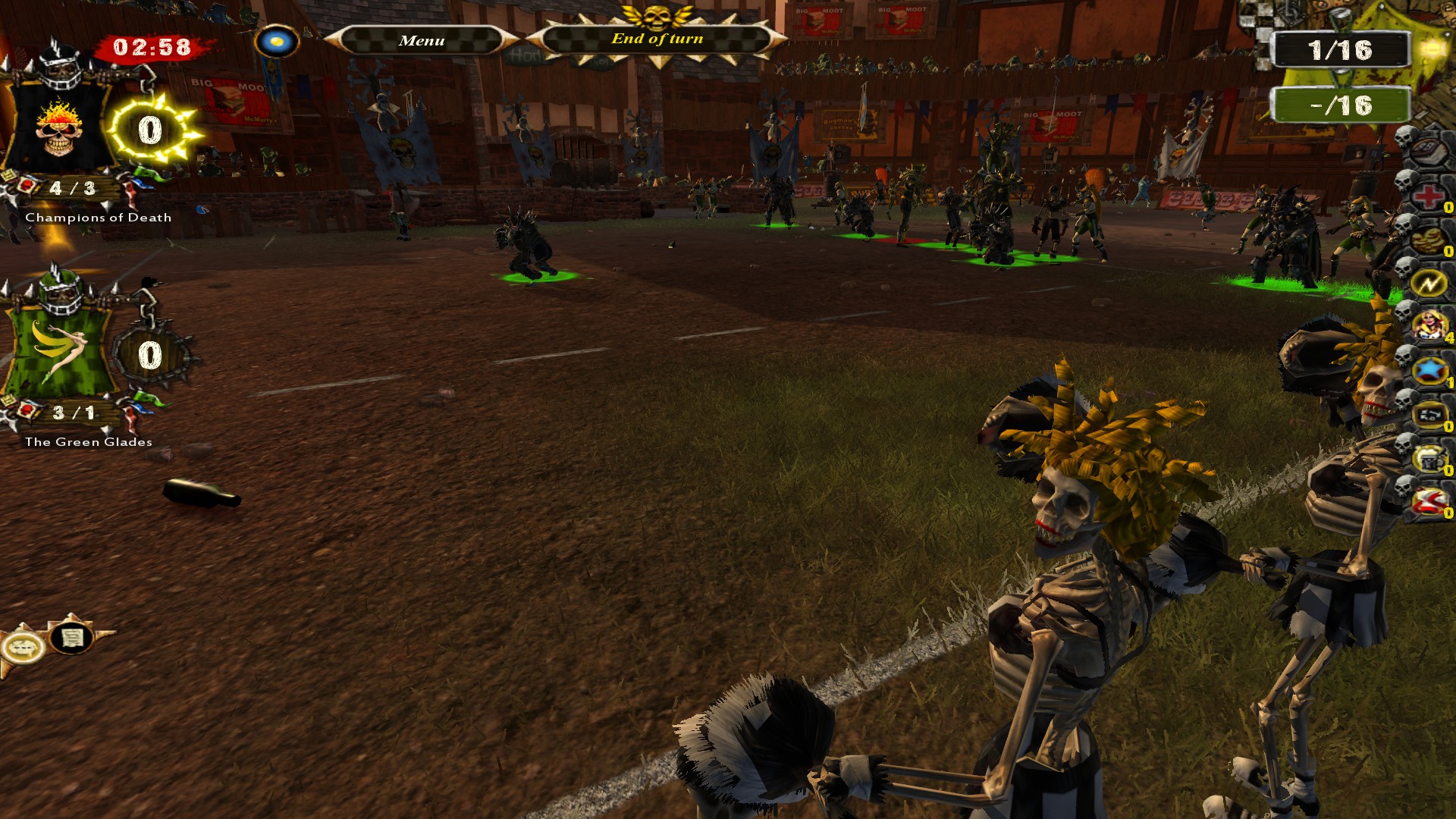 A view from the sidelines of a Blood Bowl match.