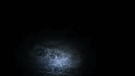 colorful flashes of lightning can be seen among dense clouds