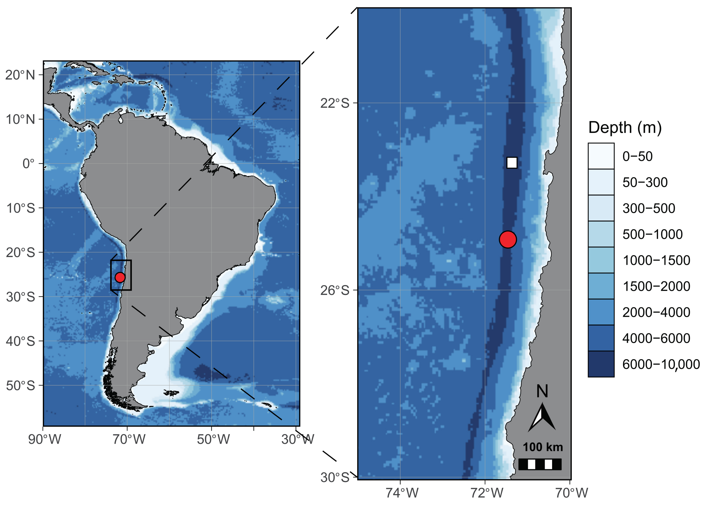 Map of where the new species was found.