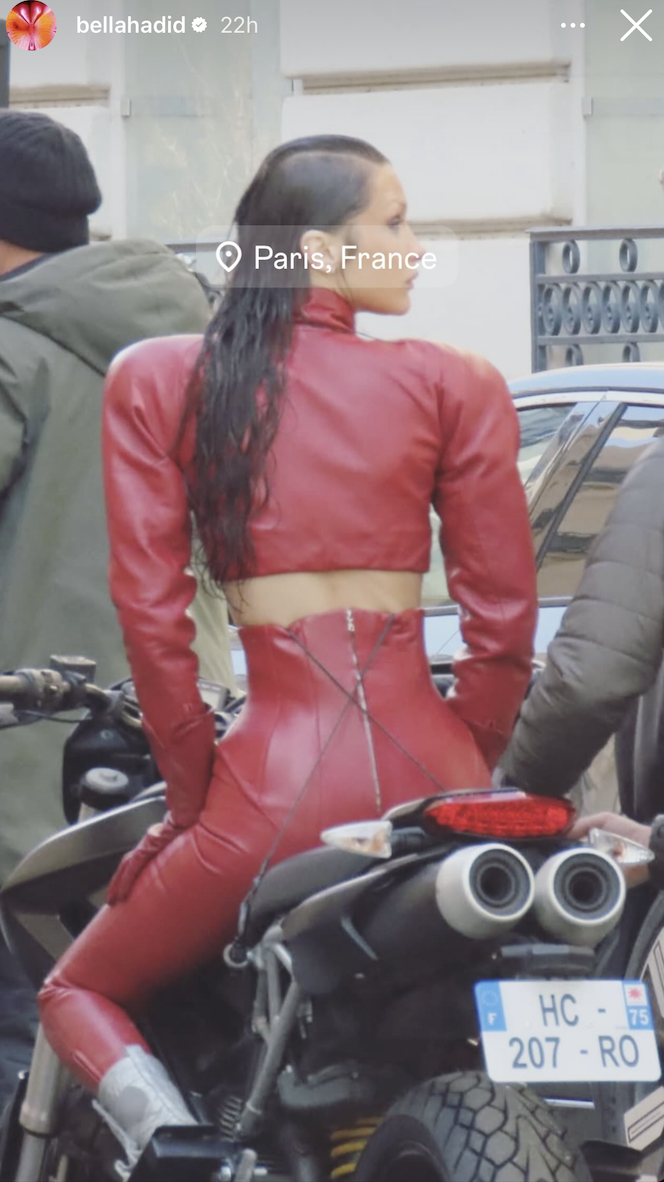 Bella Hadid in a wet hairstyle