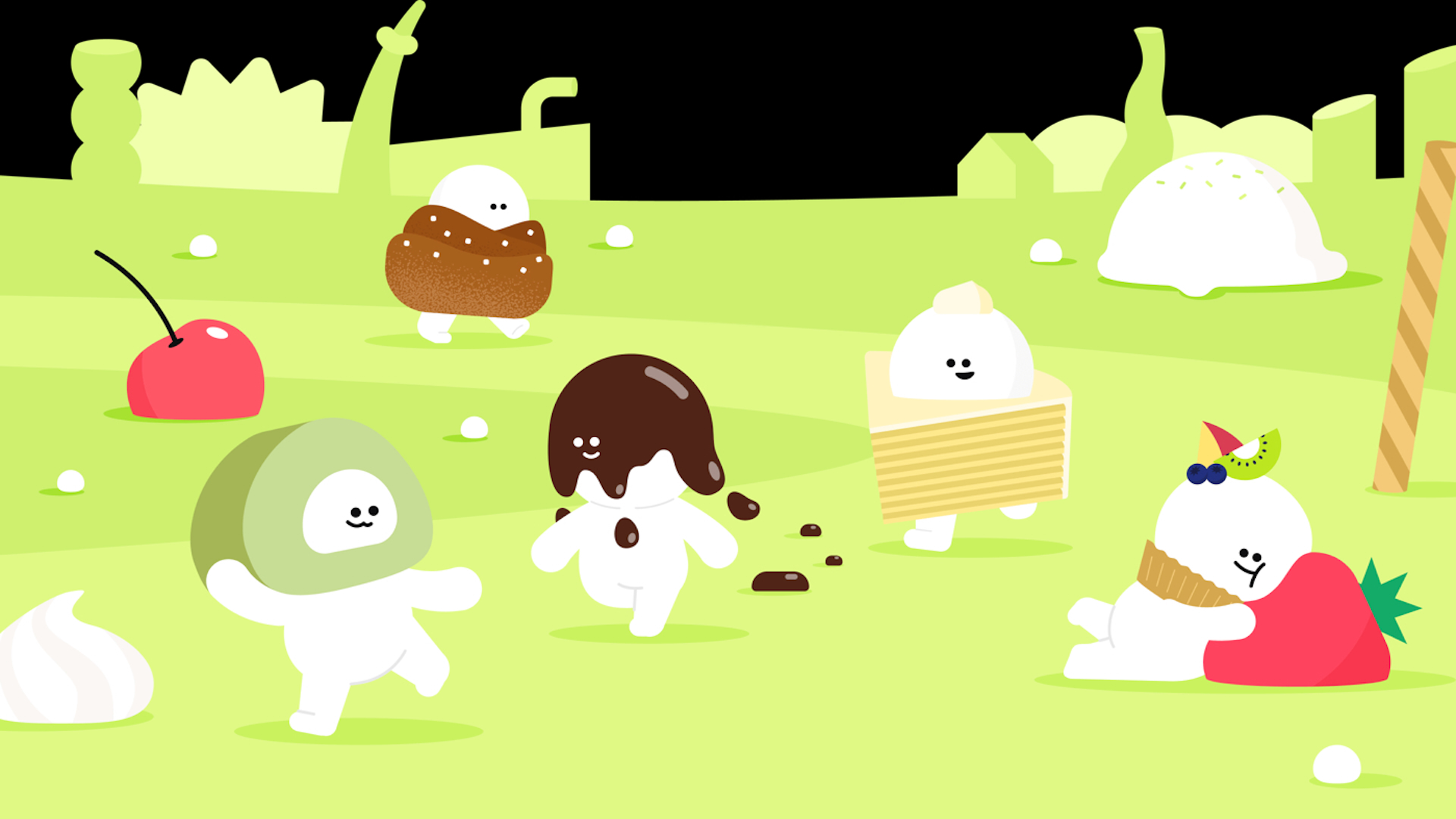 What Cake R U Pro illustration featuring cakes having a food fight 