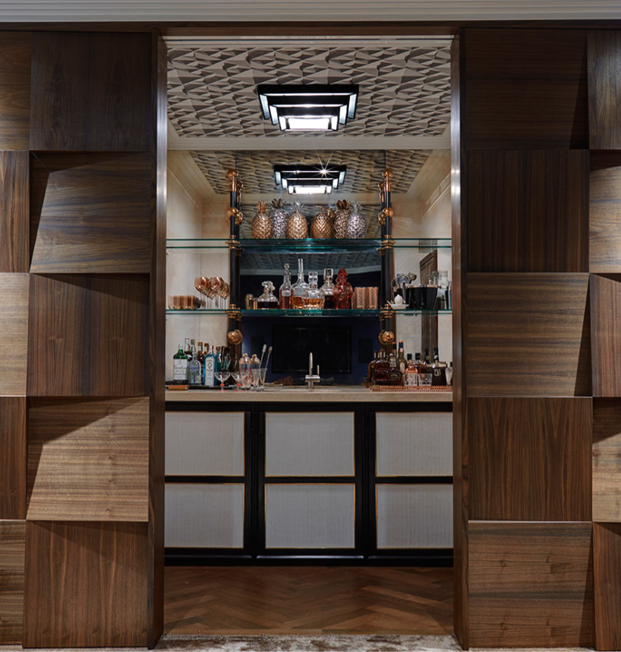 an art deco wet bar