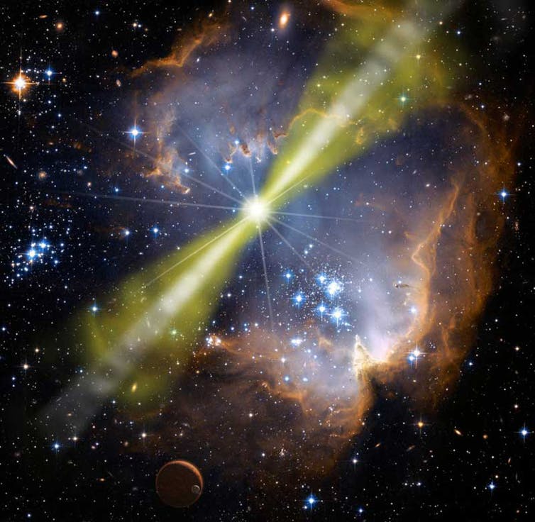 Artist impression of gamma ray burst.