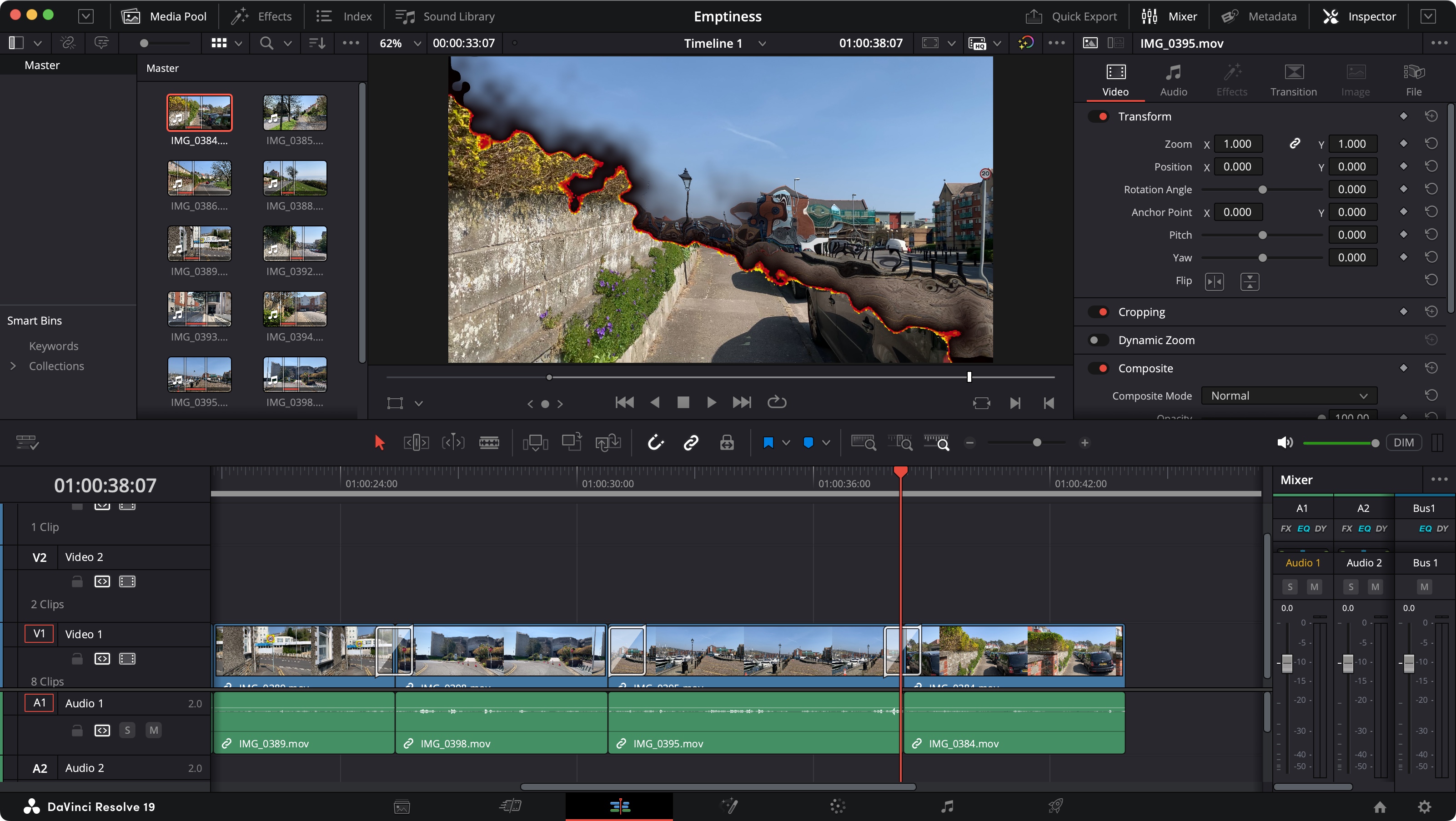 Screenshot of DaVinci Resolve 19 interface for the purposes of a beginner&#039;s guide.