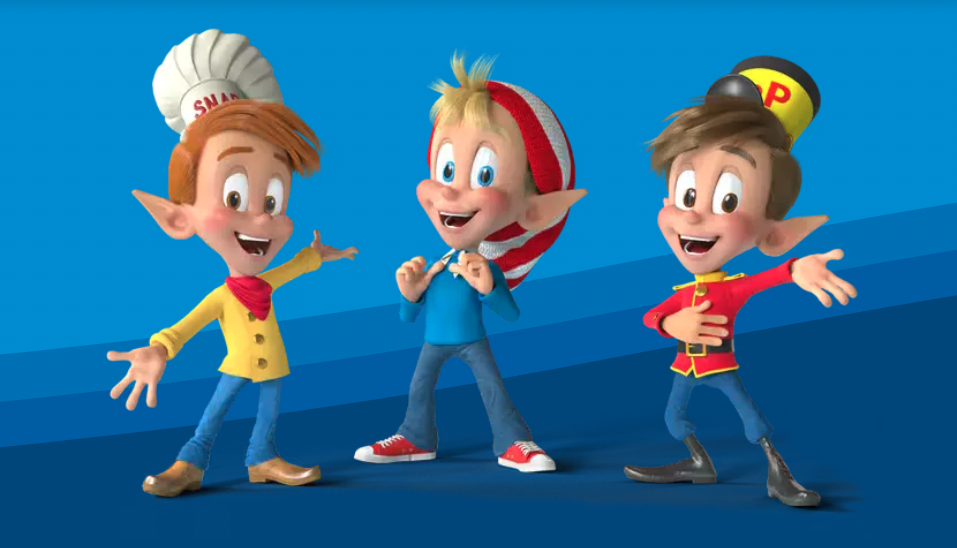 Snap crackle and pop brand mascots for rice krispies