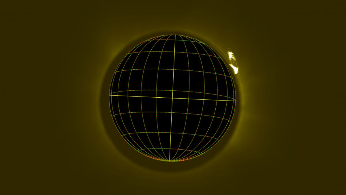 A black sphere over a golden background