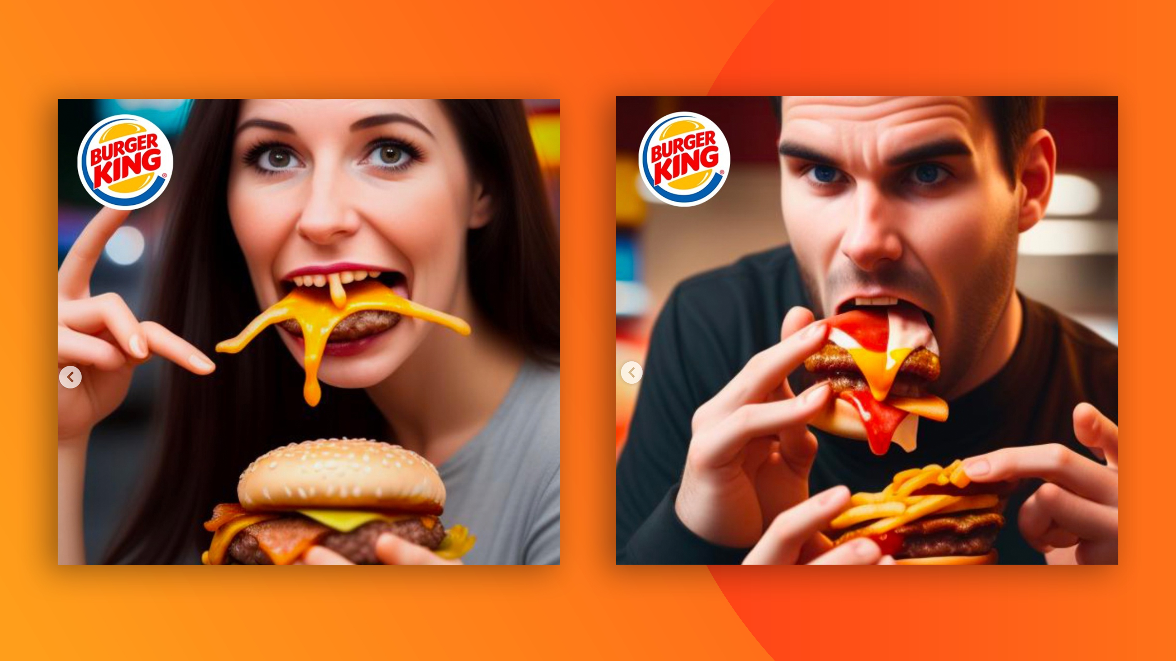 Burger King AI ads showing deformed people eating burgers