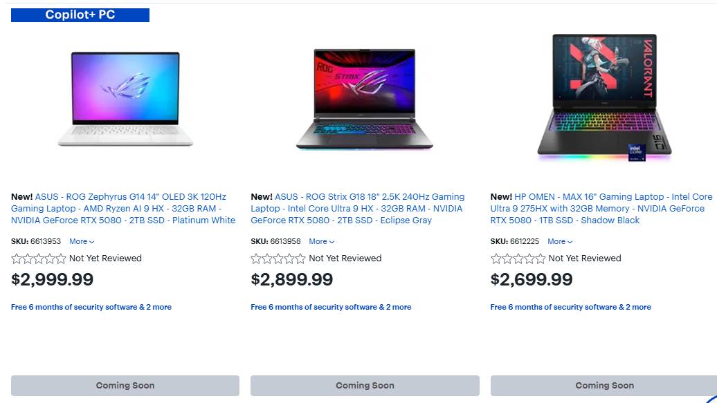 Best Buy RTX 50 Series Laptops 