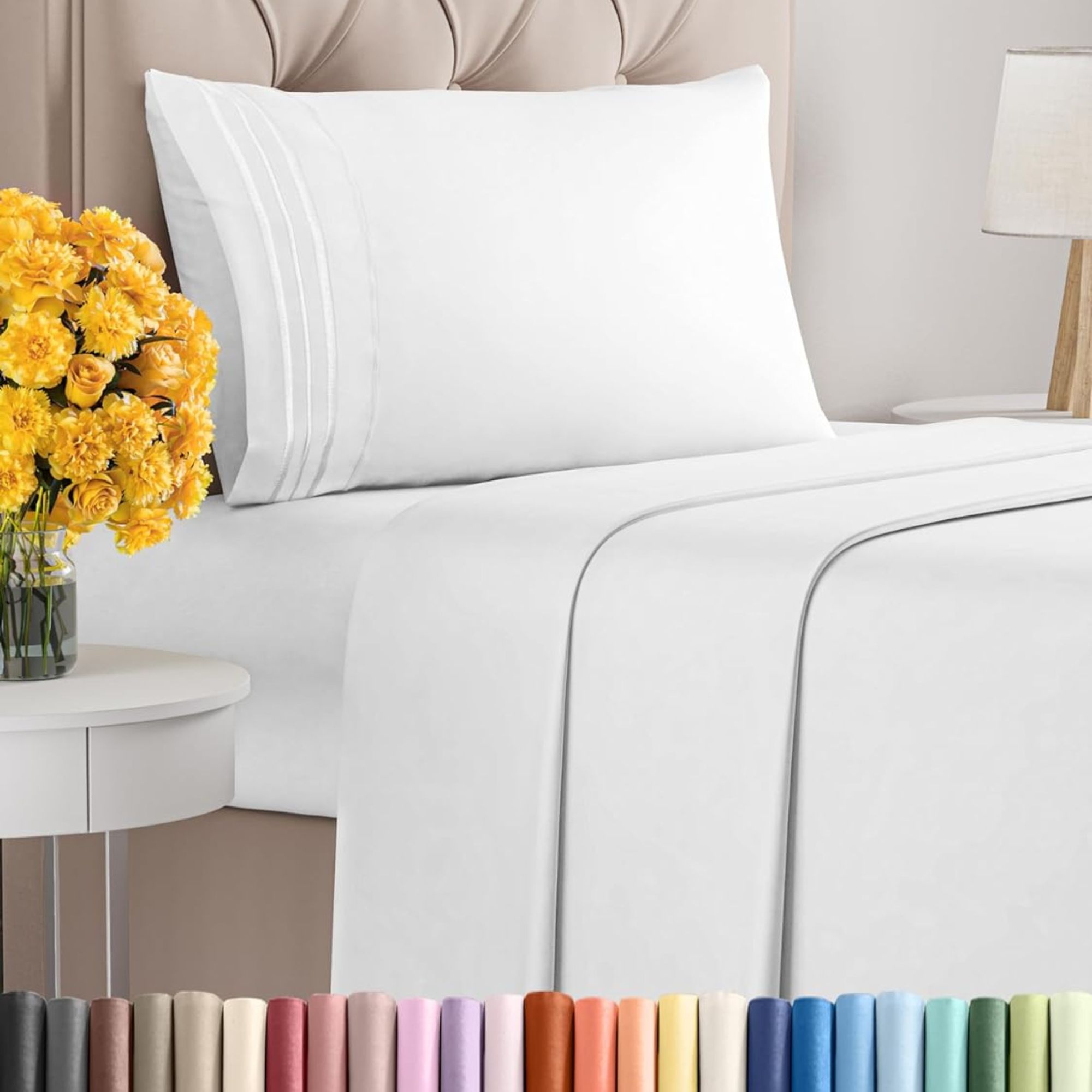 CGK Unlimited 3 Piece Sheet Set on a bed.