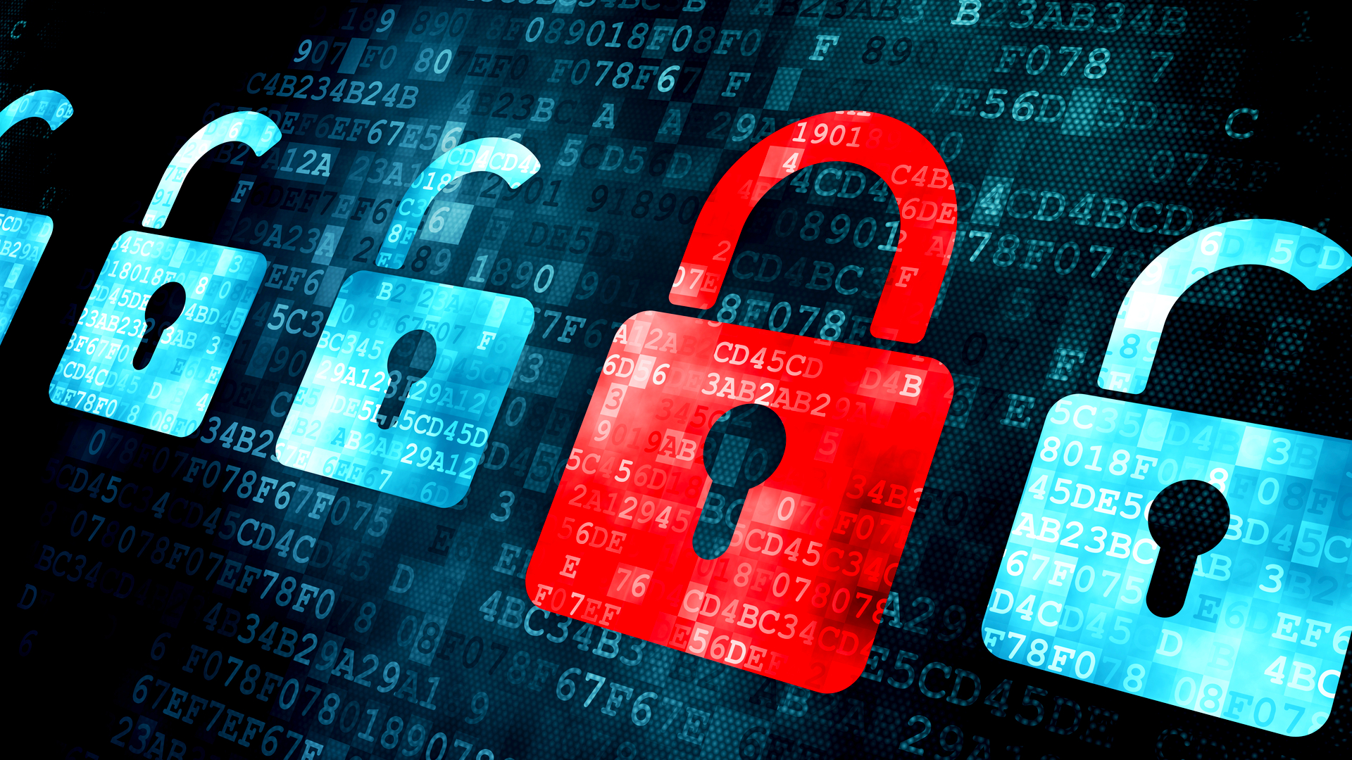 Mockup image with padlocks to symbolise a cyber security vulnerability