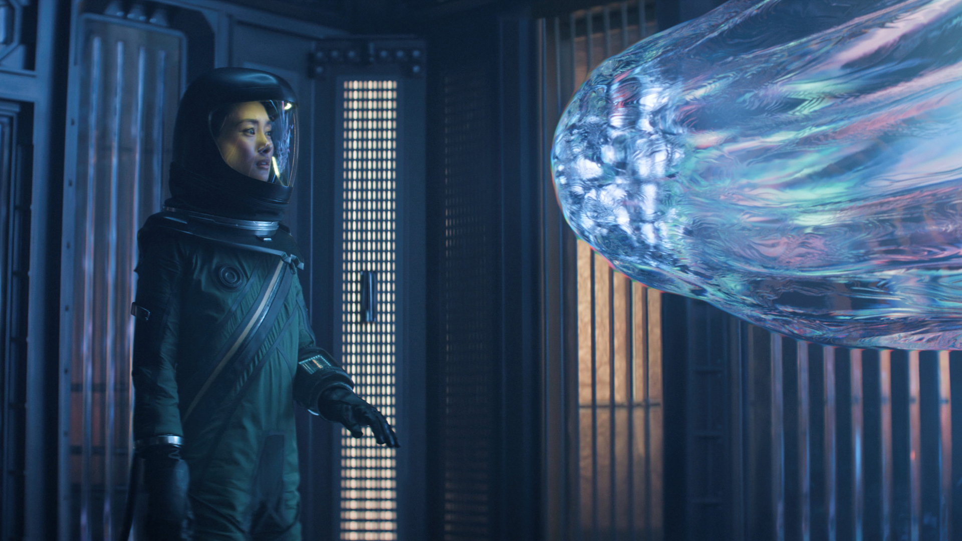 Mitsuki meets one of the aliens in season 2 of Apple TV Plus' Invasion