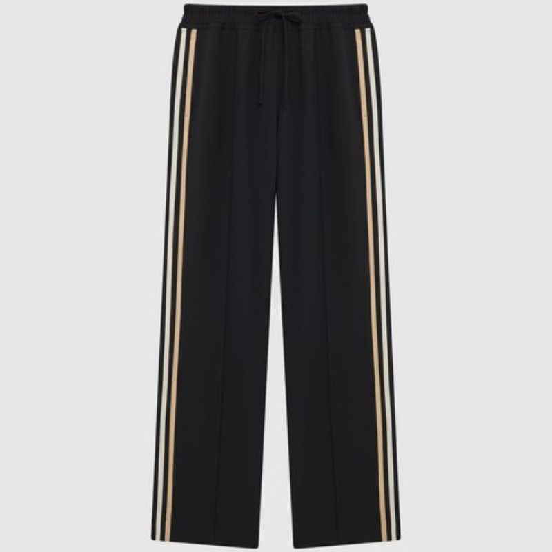 wide leg side stripe pants