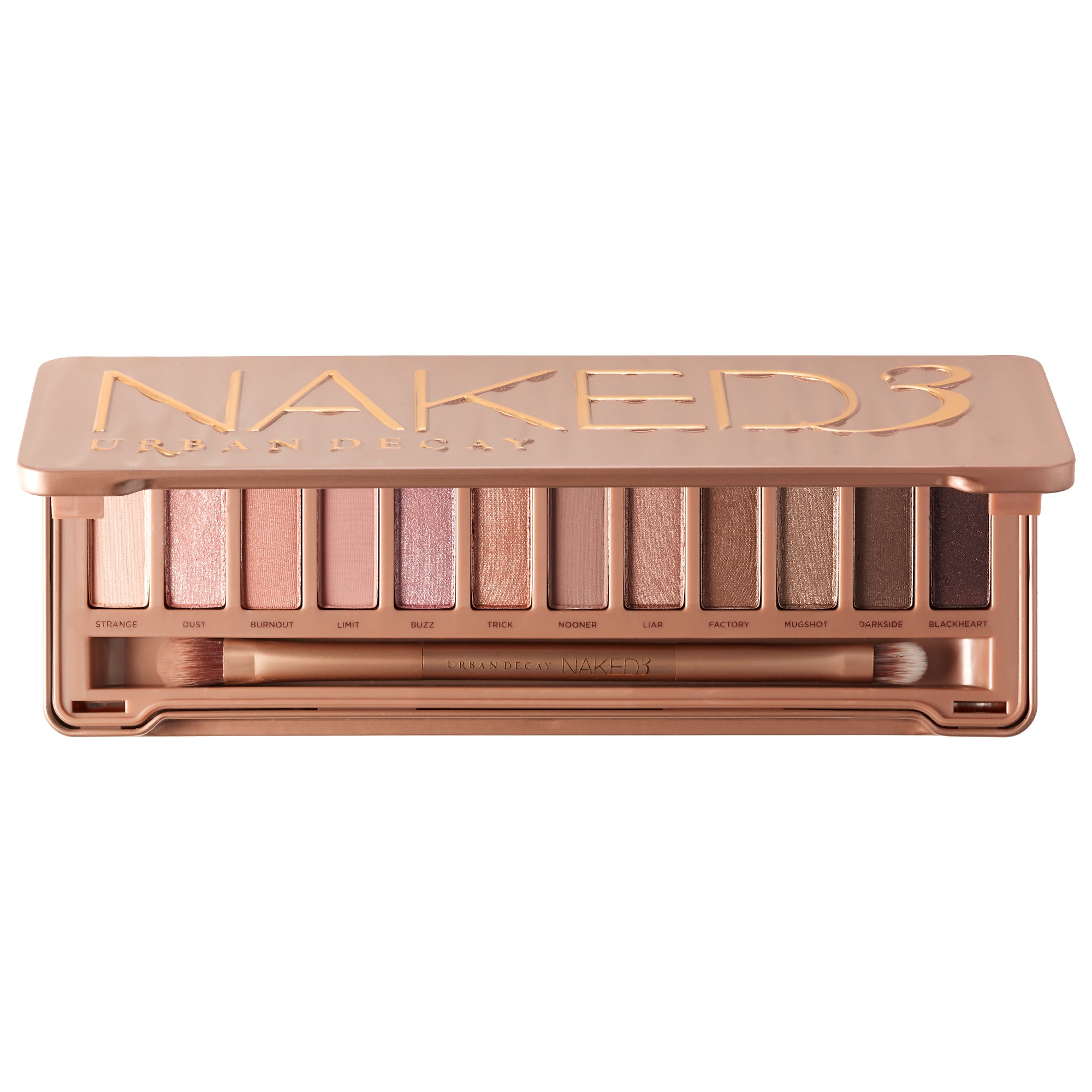 Urban Decay Naked3 Eyeshadow Palette on white background