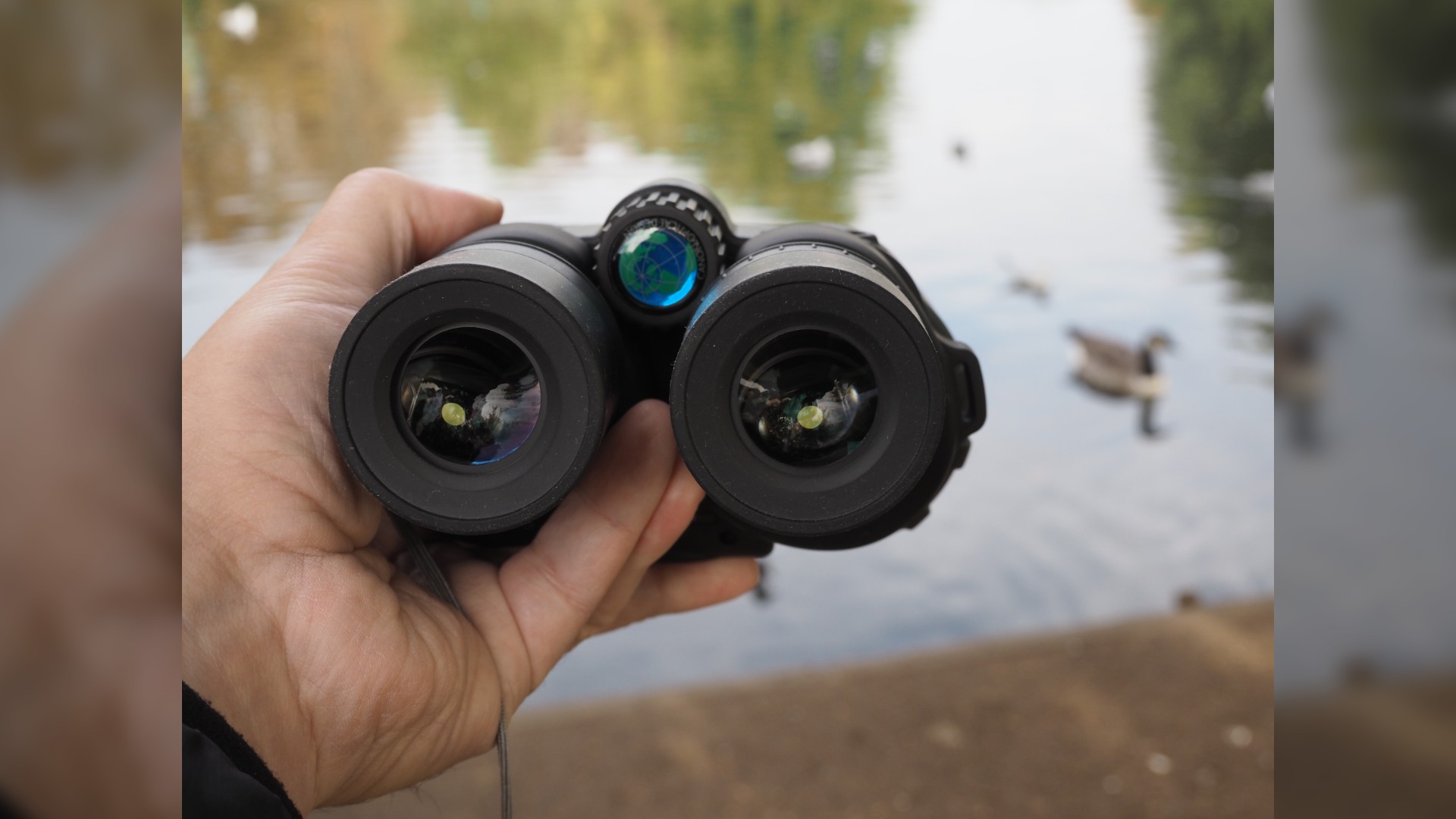 Close up photo of the Canon 10x42L IS WP binoculars