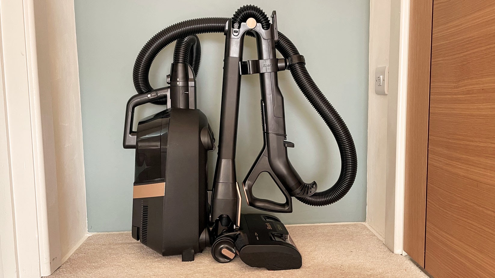 Shark Vertex Bagless Corded Canister Vacuum being tested