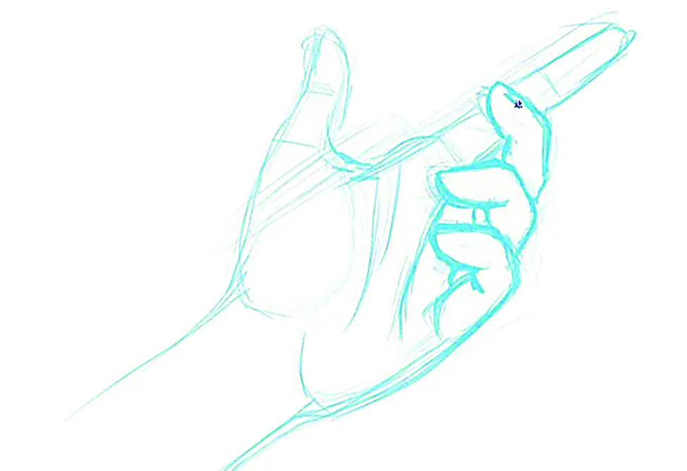 Draw hands; sketch of a hand