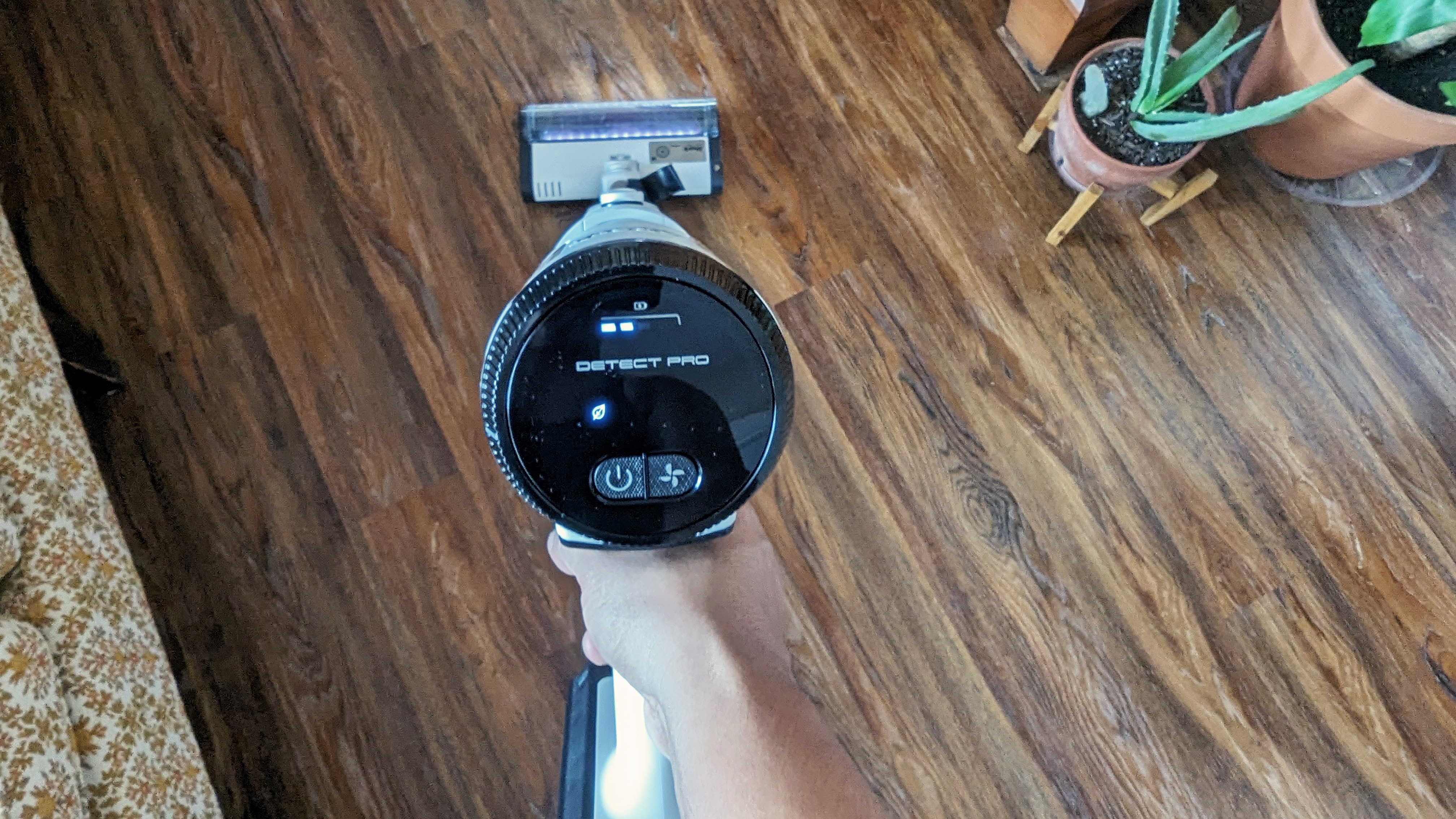 Shark Cordless Detect Pro being tested in writer's home