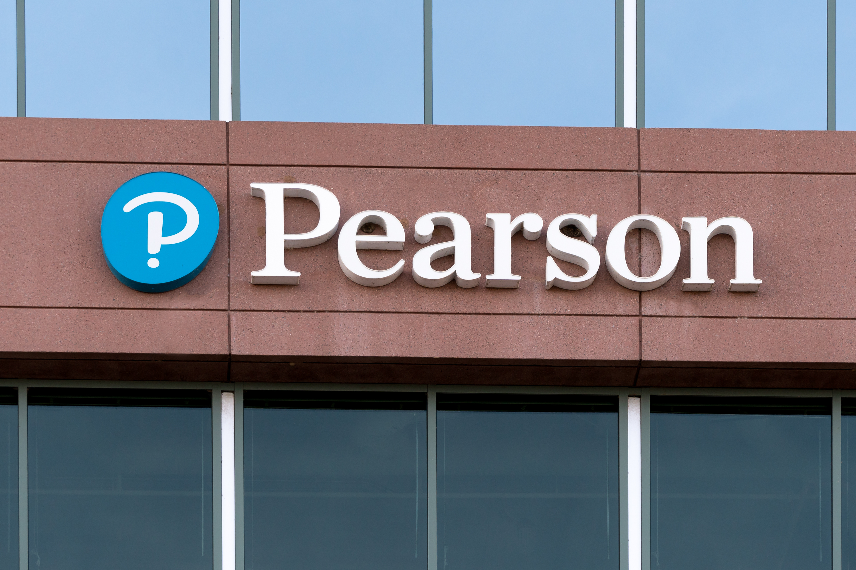 Pearson sign and logo on a building