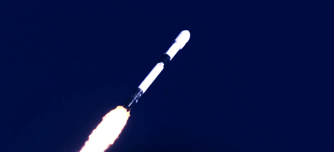 A SpaceX Falcon 9 rocket launches 60 Starlink internet satellites into orbit from Launch Complex 39A of NASA's Kennedy Space Center in Cape Canaveral, Florida on Oct. 18, 2020.