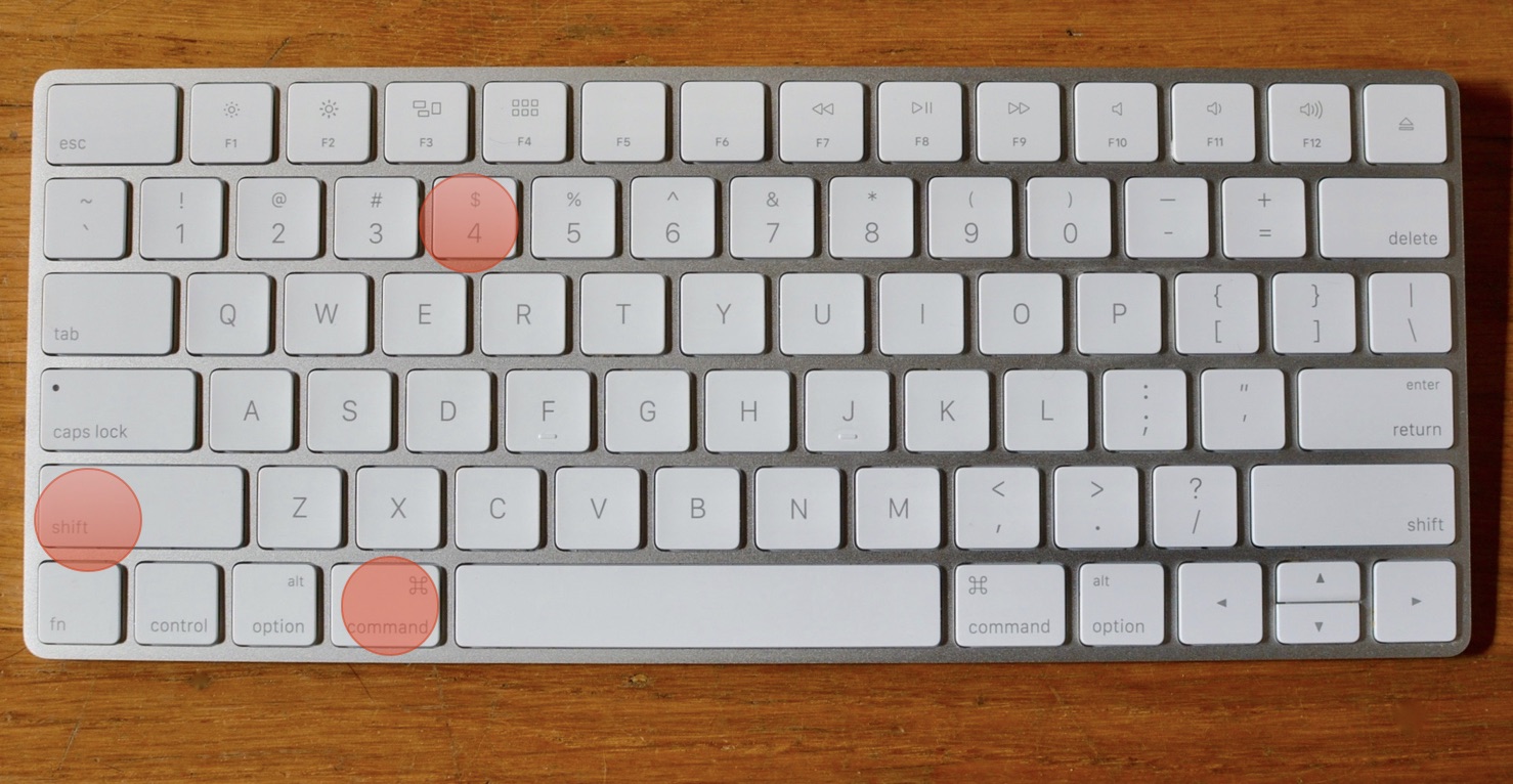 Command + shift + 4