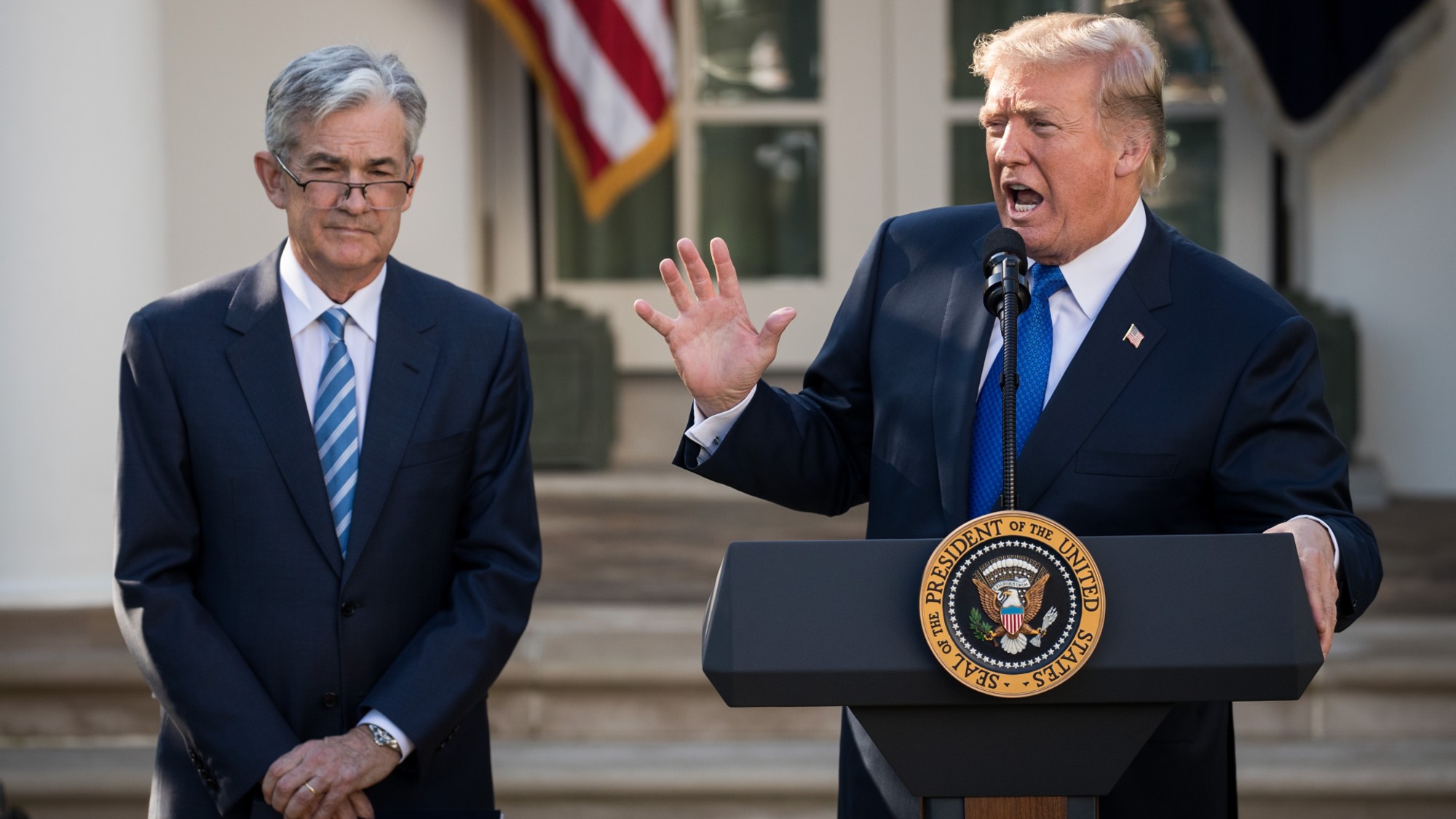 Donald Trump introduces Jerome Powell as his nominee for the chair of the Federal Reserve on November 2, 2017