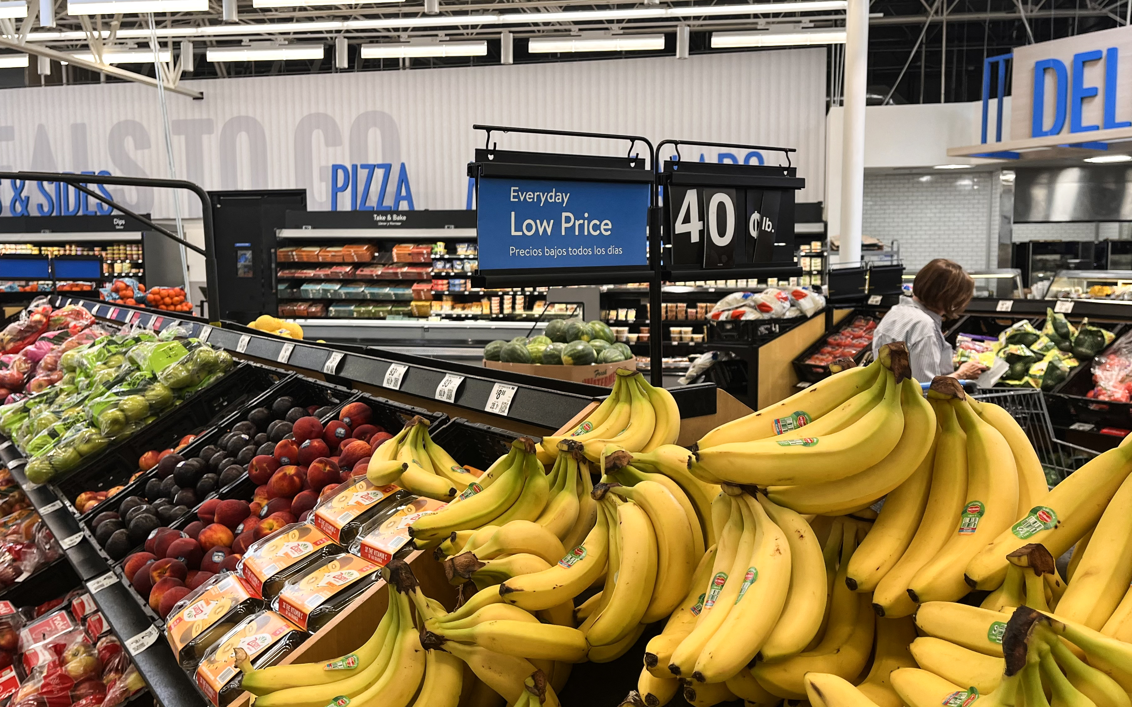 Fruit and vegetables are seen at a Walmart supermarket in Houston, Texas, on May 15, 2025. Walmart on Thursday reported another solid quarter behind sales gains in the United States, but warned of higher prices and continued uncertainty over President Donald Trump&#039;s tariffs