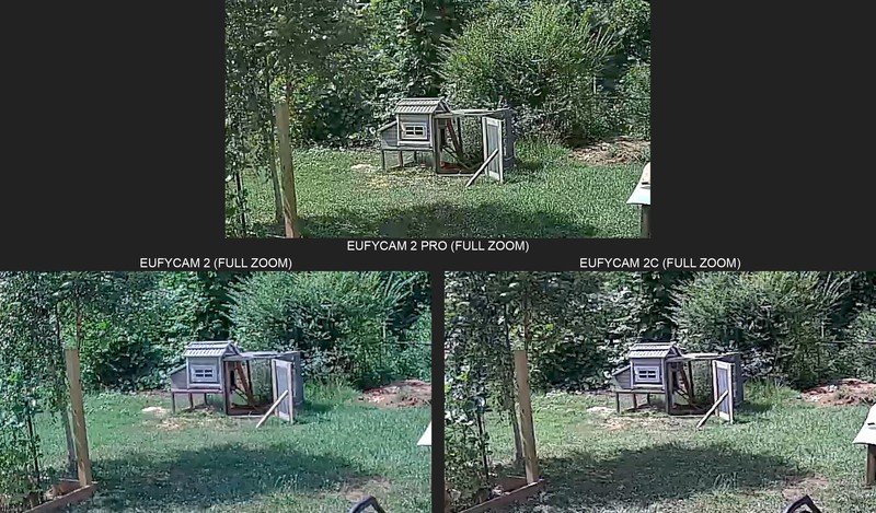 EufyCam 2 vs 2C vs Pro zoom comparison during the day