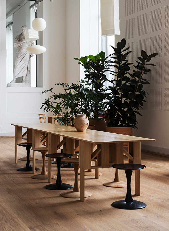 A long wooden table at Kafeteria, Copenhagen, Denmark