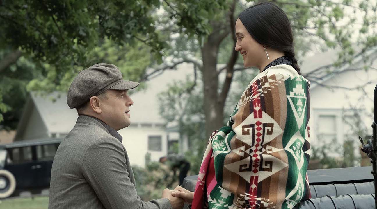 Leonardo DiCaprio and Lily Gladstone in Killers of the Flower Moon