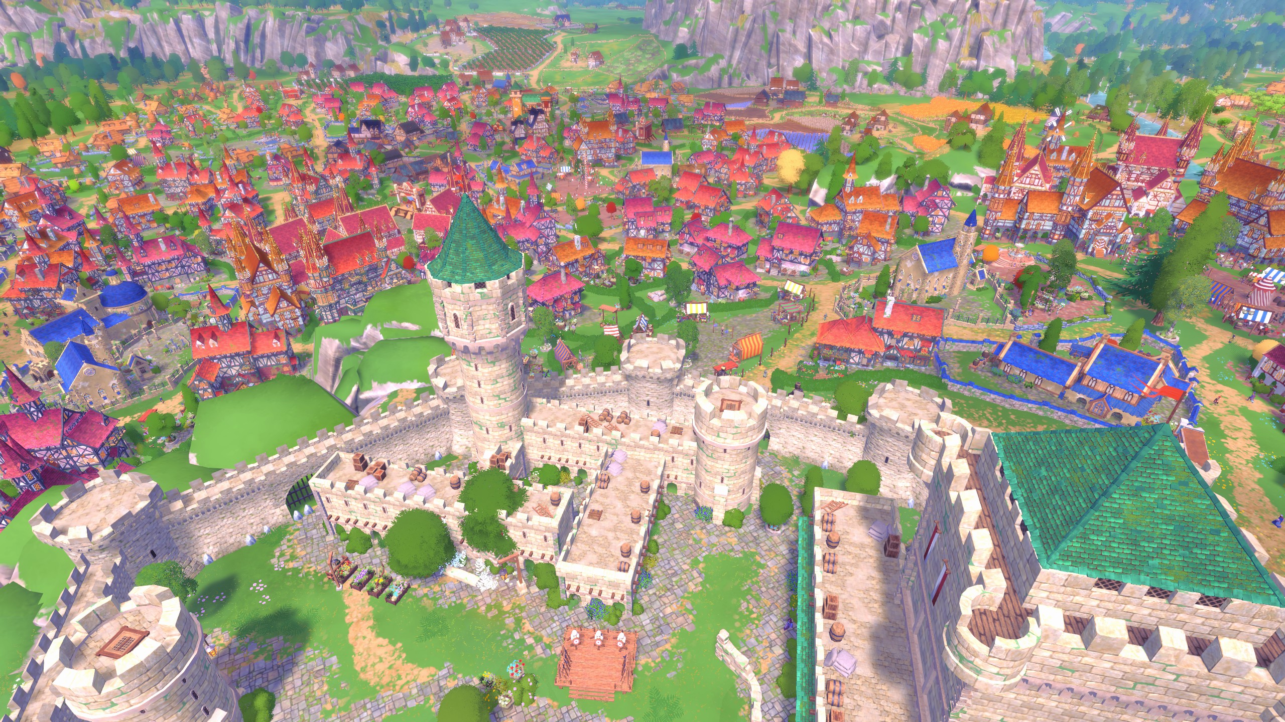 A huge medieval town with a castle