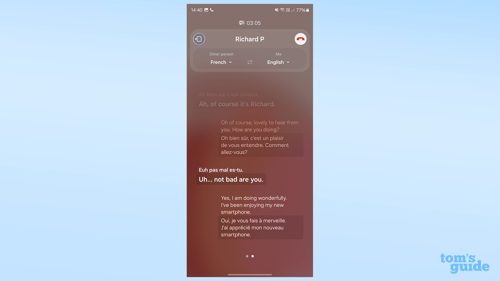 Live translate transcript on Samsung Galaxy S24