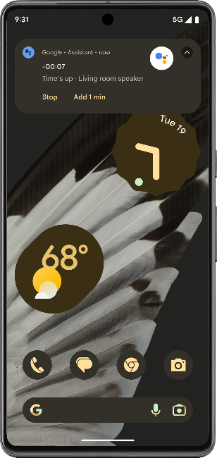 Interacting with a Nest timer on a Pixel smartphone