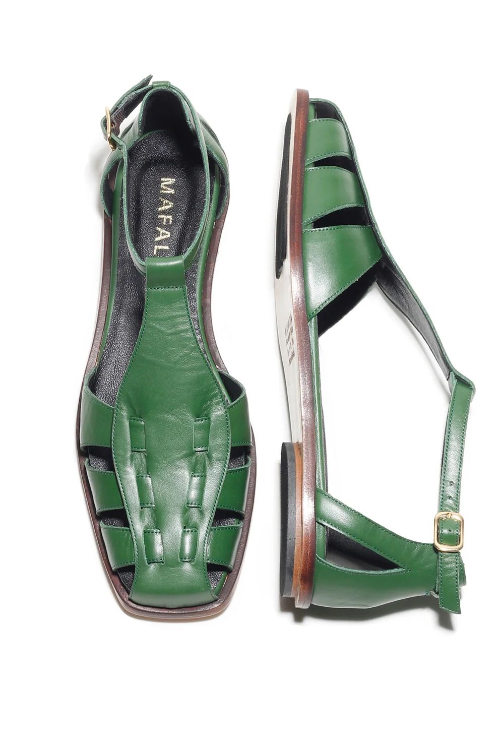 Ida Green Leather Fisherman Sandals