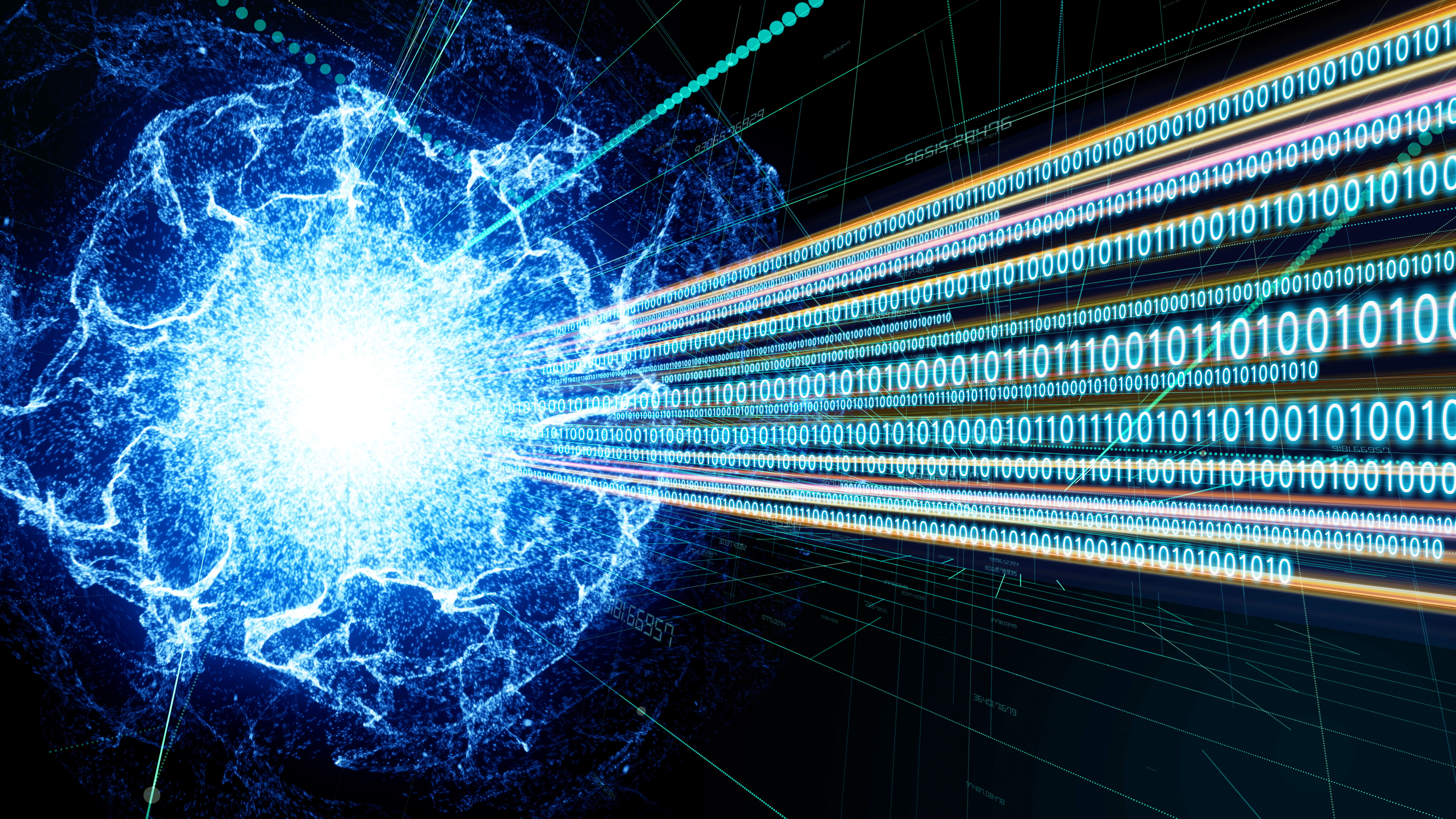 An artist's illustration of an entangled qubit inside a quantum computer.