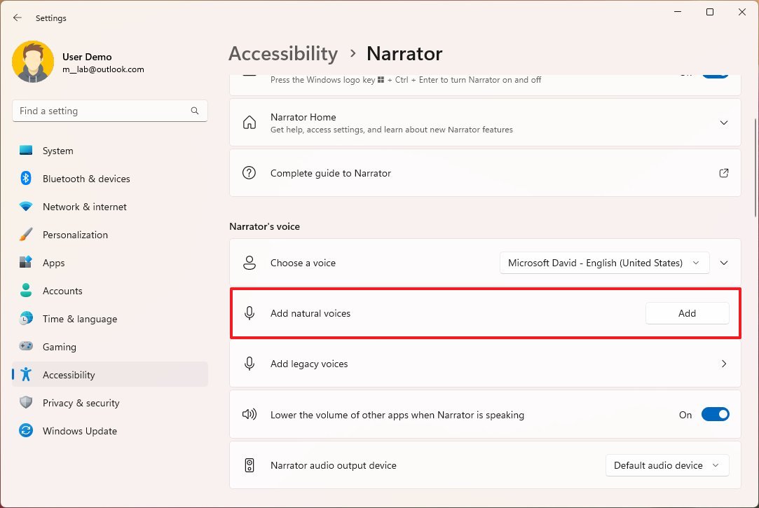 Natural voices option