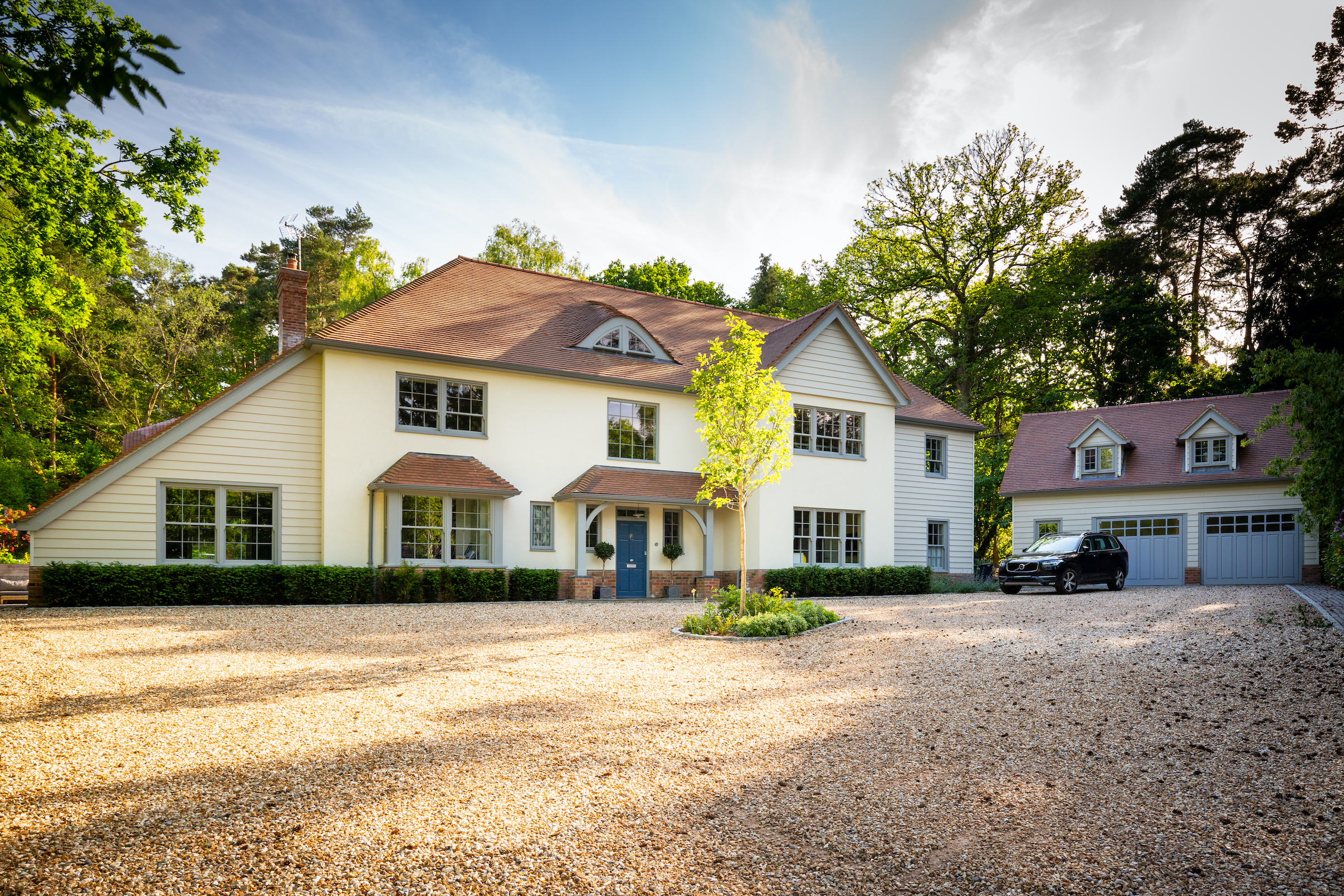 large resin driveway for self-build house