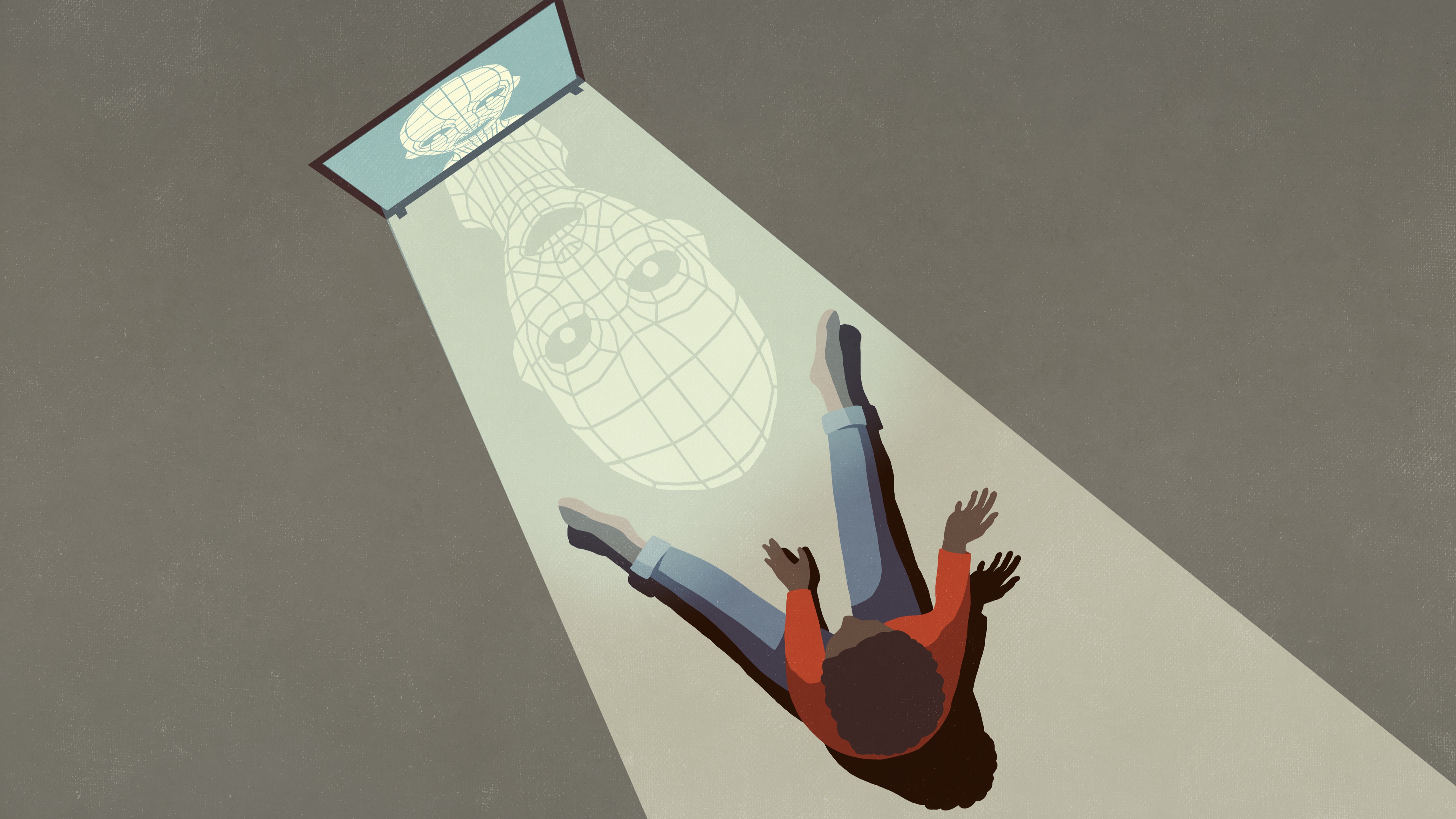 An artis&#039;s illustration of a malkevolent AI interacting with a child.